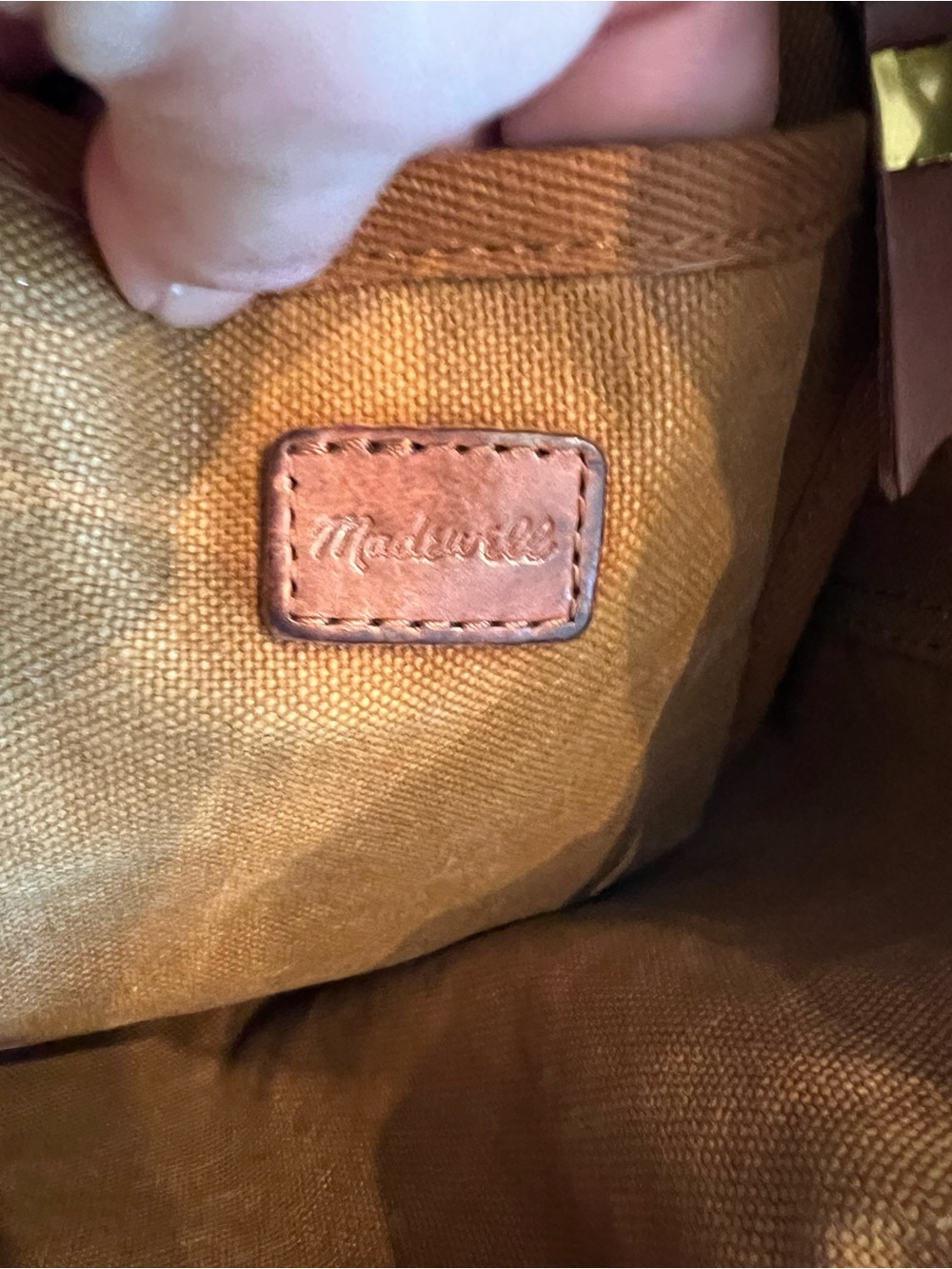 Madewell Mustard Yellow Canvas Drawstring Backpack with Leather Trim - Picture 4 of 7